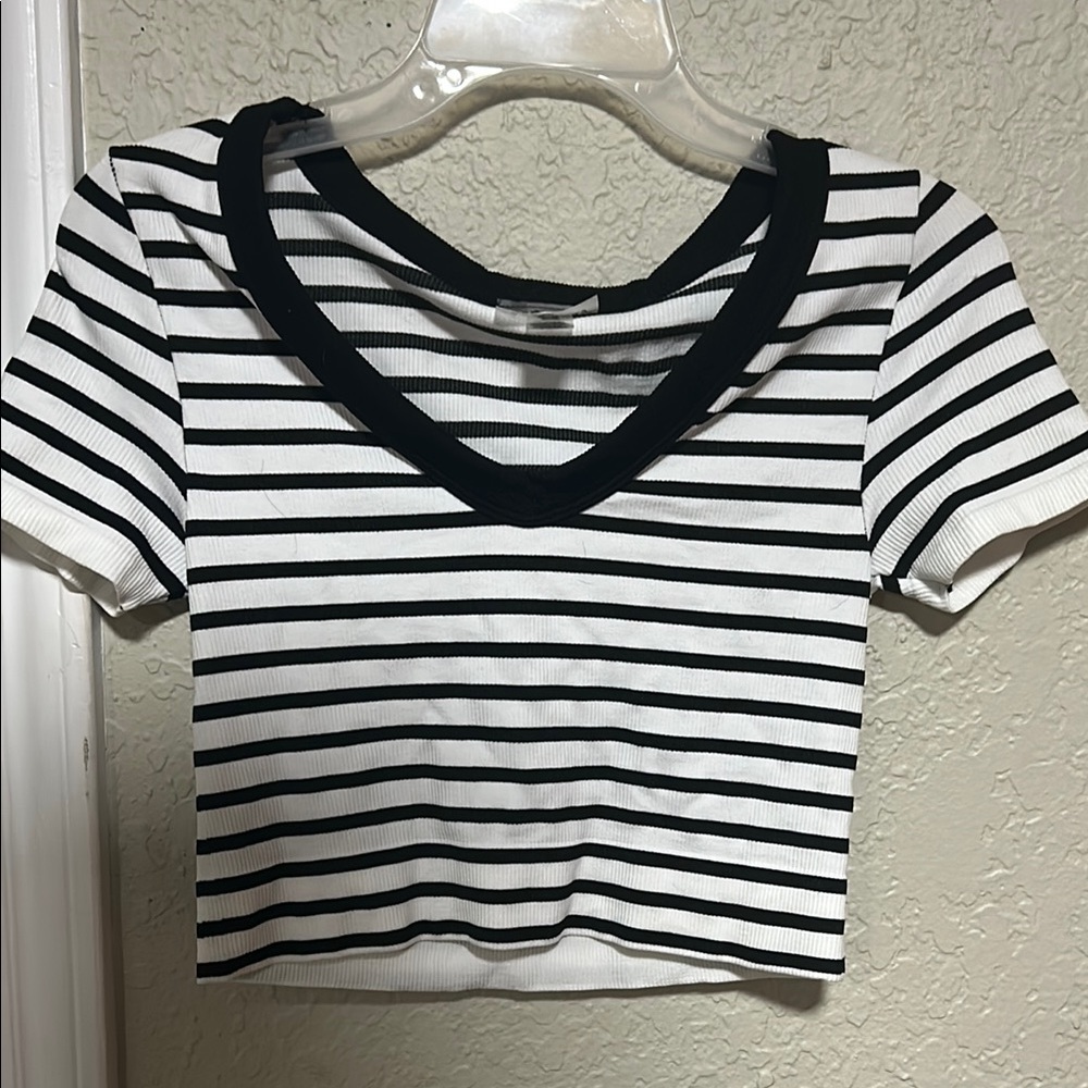 Eye Candy Black and White Crop T-Shirt Fitted